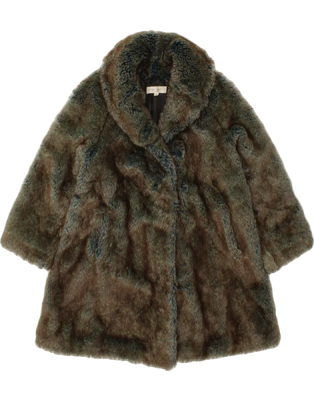 EDINA RONAY Womens Faux Fur Overcoat UK 16 Large Green Acrylic Belted Waist Overcoat EDINA RONAY Womens Faux Fur Overcoat UK 16 Large Green Acrylic Belted Waist Overcoat