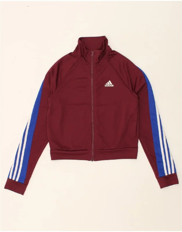 ADIDAS Womens Crop Tracksuit Top Jacket UK 8/10 Small Maroon Colourblock Tailored Jacket Straight Jacket A-Line Jacket ADIDAS Womens Crop Tracksuit Top Jacket UK 8/10 Small Maroon Colourblock Tailored Jacket Straight Jacket A-Line Jacket