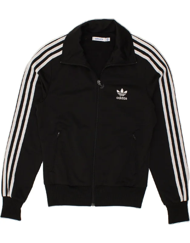 ADIDAS Womens Graphic Tracksuit Top Jacket EU 38 Medium Black Polyester Welt Pockets Slit Pockets Flap Pockets ADIDAS Womens Graphic Tracksuit Top Jacket EU 38 Medium Black Polyester Welt Pockets Slit Pockets Flap Pockets