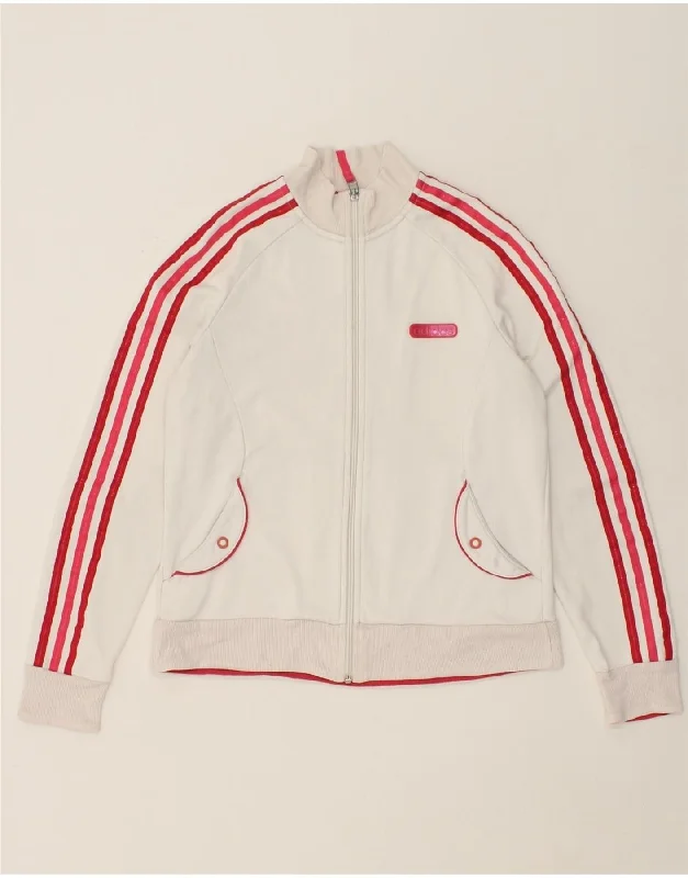 ADIDAS Womens Graphic Tracksuit Top Jacket UK 14 Large White Polyester Notch Collar Jacket Peter Pan Collar Jacket Cowl Neck Jacket ADIDAS Womens Graphic Tracksuit Top Jacket UK 14 Large White Polyester Notch Collar Jacket Peter Pan Collar Jacket Cowl Neck Jacket