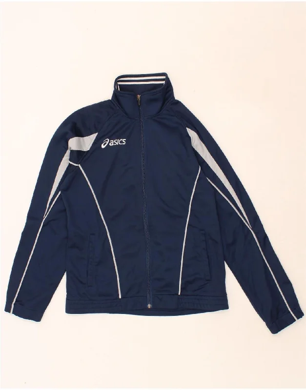 ASICS Womens Tracksuit Top Jacket UK 14 Medium Navy Blue Colourblock Bomber Jacket Anorak Windbreaker ASICS Womens Tracksuit Top Jacket UK 14 Medium Navy Blue Colourblock Bomber Jacket Anorak Windbreaker