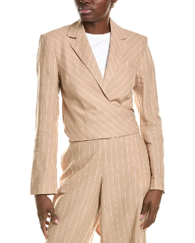 BCBGMAXAZRIA Cropped Front Tie Linen-Blend Jacket Wool Jacket Cashmere Jacket Tweed Jacket BCBGMAXAZRIA Cropped Front Tie Linen-Blend Jacket Wool Jacket Cashmere Jacket Tweed Jacket