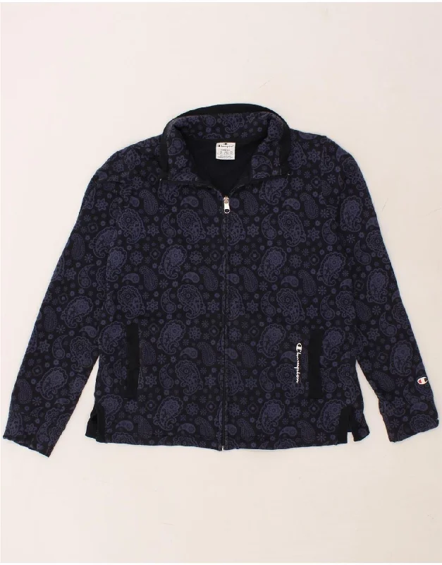 CHAMPION Womens Tracksuit Top Jacket UK 10 Small Navy Blue Paisley Cotton Fitted Jacket Loose Jacket Oversized Jacket CHAMPION Womens Tracksuit Top Jacket UK 10 Small Navy Blue Paisley Cotton Fitted Jacket Loose Jacket Oversized Jacket