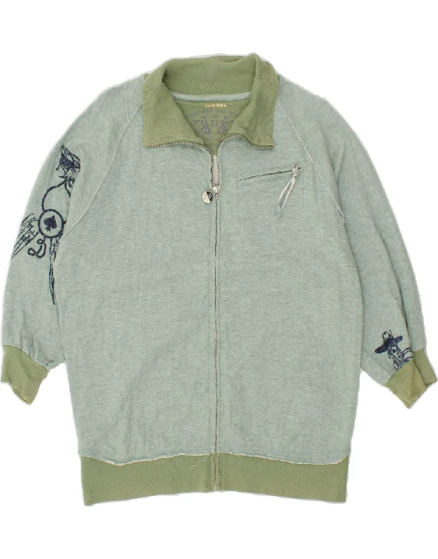 DIESEL Womens Graphic 3/4 Sleeve Tracksuit Top Jacket UK 18 XL Green Boat Neck Shawl Collar Notched Collar DIESEL Womens Graphic 3/4 Sleeve Tracksuit Top Jacket UK 18 XL Green Boat Neck Shawl Collar Notched Collar
