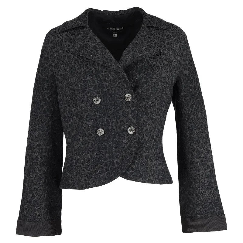 Giorgio Armani Animal Print Double-Breasted Jacket in Grey Wool Wool Jacket Cashmere Jacket Tweed Jacket Giorgio Armani Animal Print Double-Breasted Jacket in Grey Wool Wool Jacket Cashmere Jacket Tweed Jacket