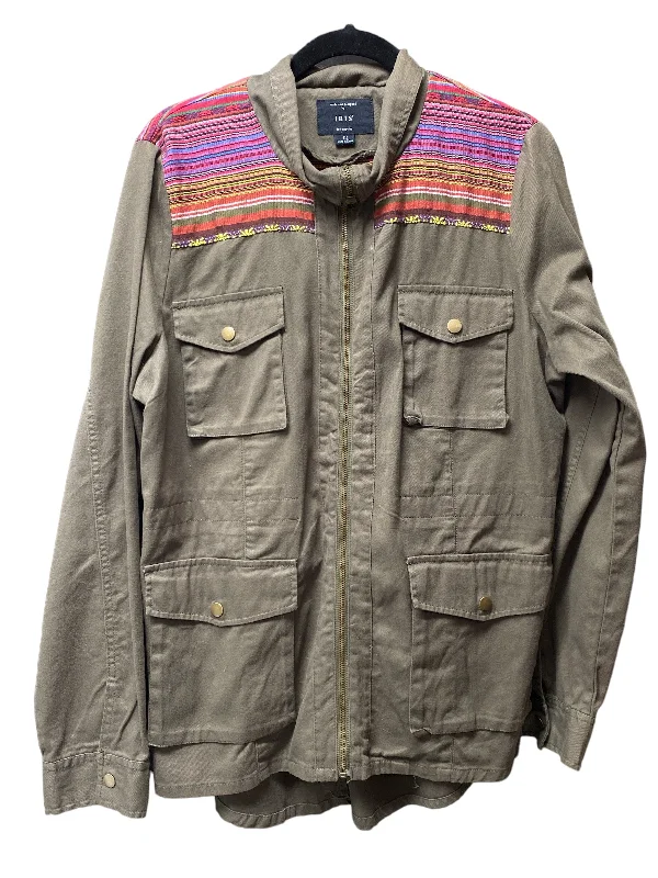 Green Jacket Utility Iris, Size 1x One-Shoulder Jacket Off-the-Shoulder Jacket Asymmetrical Jacket Green Jacket Utility Iris, Size 1x One-Shoulder Jacket Off-the-Shoulder Jacket Asymmetrical Jacket