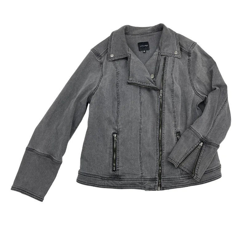 GREY DENIM JACKET DENIM by LIVERPOOL Size:1X Hooded Jacket Caped Jacket Shawl Collar Jacket GREY DENIM JACKET DENIM by LIVERPOOL Size:1X Hooded Jacket Caped Jacket Shawl Collar Jacket