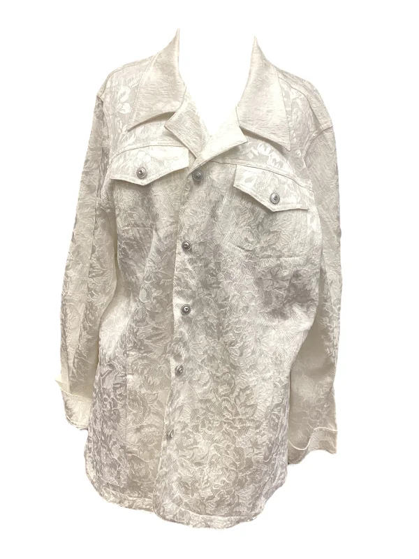 Jacket Other By Christine Alexander In White, Size: 2x Front Pockets Side Pockets Patch Pockets Jacket Other By Christine Alexander In White, Size: 2x Front Pockets Side Pockets Patch Pockets