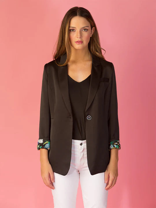 JESSIE LIU Acetate Jacket - Black/Multi Jacket Snapped Jacket Toggled Jacket Drawstring Jacket JESSIE LIU Acetate Jacket - Black/Multi Jacket Snapped Jacket Toggled Jacket Drawstring Jacket