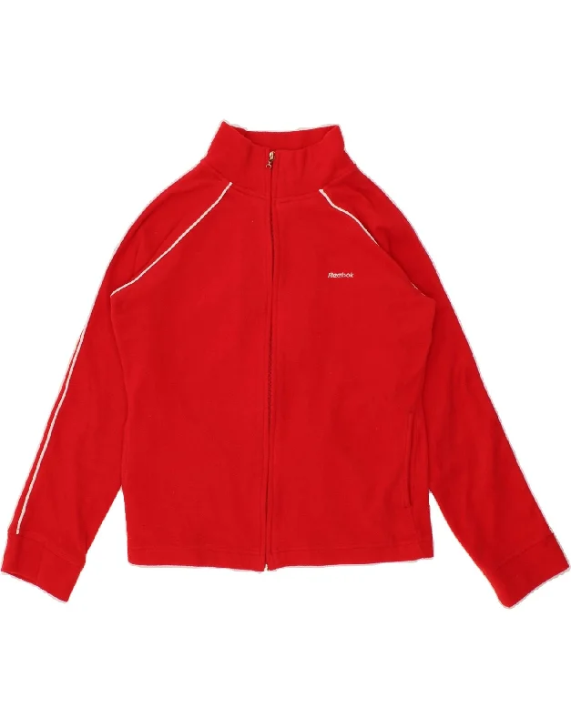 REEBOK Womens Tracksuit Top Jacket UK 14 Medium Red Knit Fabric Woven Fabric Fleece Fabric REEBOK Womens Tracksuit Top Jacket UK 14 Medium Red Knit Fabric Woven Fabric Fleece Fabric
