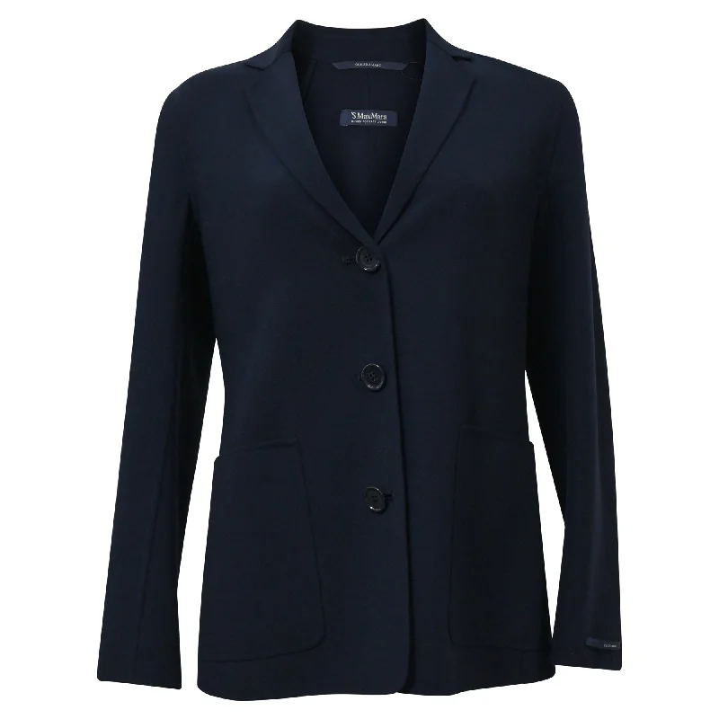 'S Max Mara Single-Breasted Cucito Amano Jacket in Navy Blue Wool Herringbone Jacket Houndstooth Jacket Plaid Jacket 'S Max Mara Single-Breasted Cucito Amano Jacket in Navy Blue Wool Herringbone Jacket Houndstooth Jacket Plaid Jacket