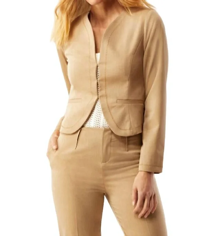 Short Jacket With Stitch Detail In Camel Elasticated Jacket Padded Jacket Insulated Jacket Short Jacket With Stitch Detail In Camel Elasticated Jacket Padded Jacket Insulated Jacket