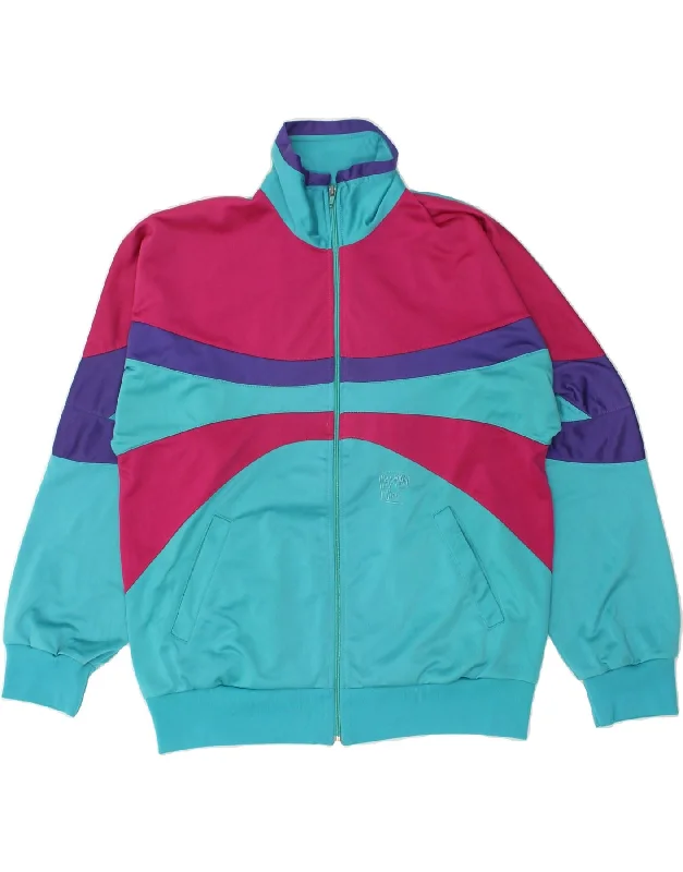 VINTAGE Womens Tracksuit Top Jacket UK 16 Large Turquoise Colourblock Tiered Jacket Buttoned Jacket Zippered Jacket VINTAGE Womens Tracksuit Top Jacket UK 16 Large Turquoise Colourblock Tiered Jacket Buttoned Jacket Zippered Jacket
