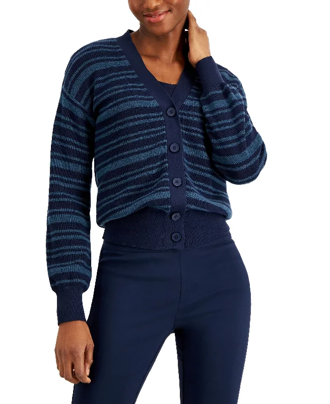 Alfani Striped Button Front Cardigan Fitted Loose Oversized