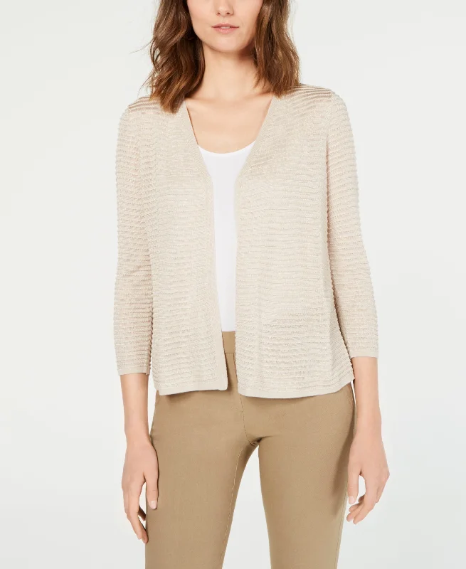 Textured Ottoman-Ribbed Cardigan Terry Blend Velvet Blend Canvas Blend