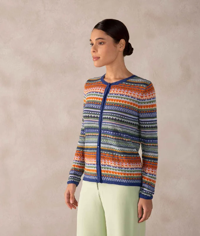 Baby Alpaca Jacquard Cardigan Fitted Loose Oversized