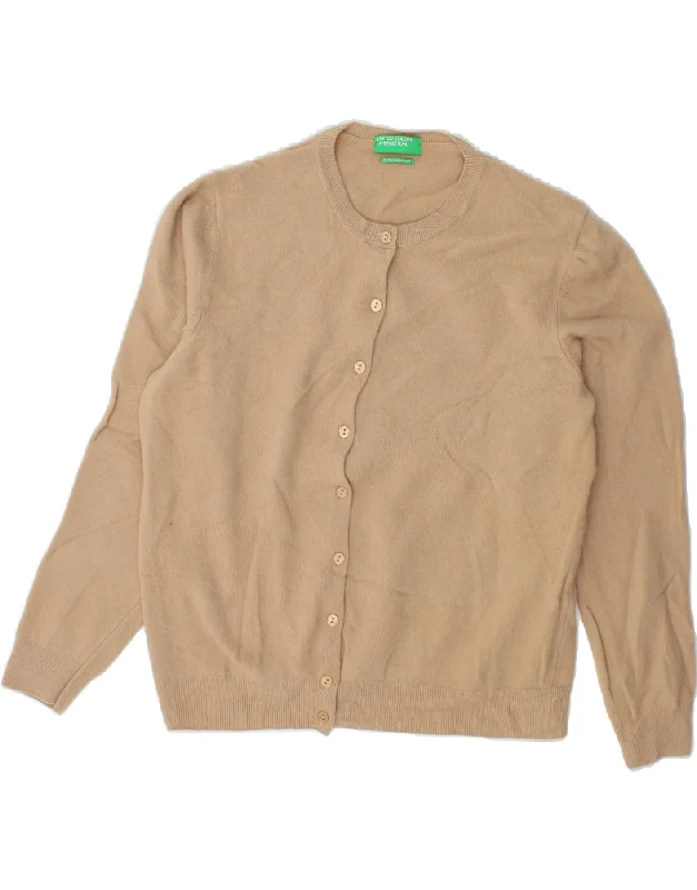 BENETTON Womens Cardigan Sweater UK 18 XL Beige New Wool Front Pockets Side Pockets Patch Pockets BENETTON Womens Cardigan Sweater UK 18 XL Beige New Wool Front Pockets Side Pockets Patch Pockets