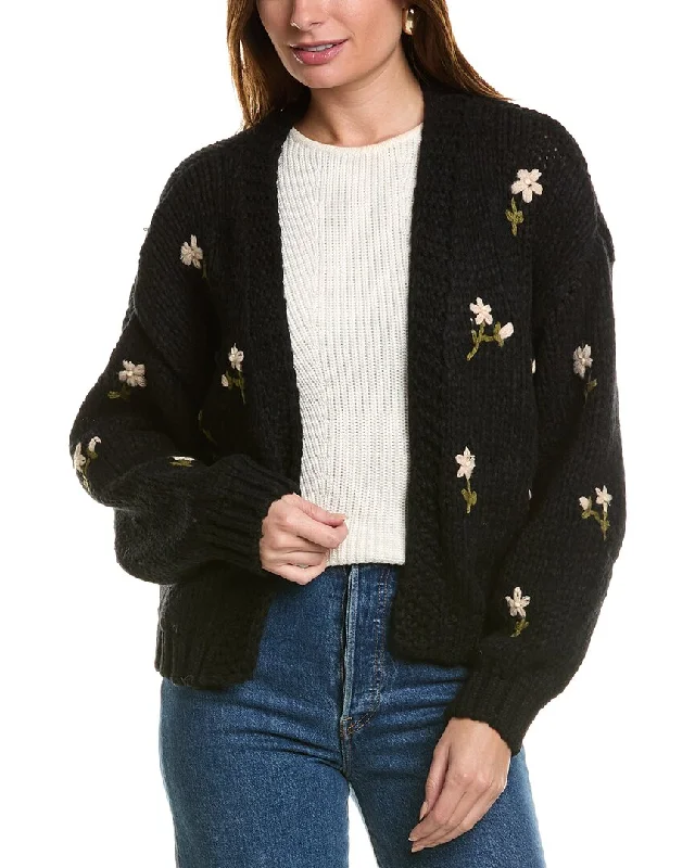 Anna Kay Rivers Cashmere-Blend Cardigan Hooded Caped Shawl Collar