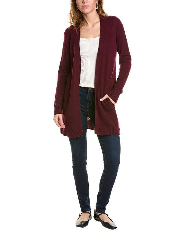 Sofiacashmere Cashmere Cardigan Mesh Cardigan Canvas Denim
