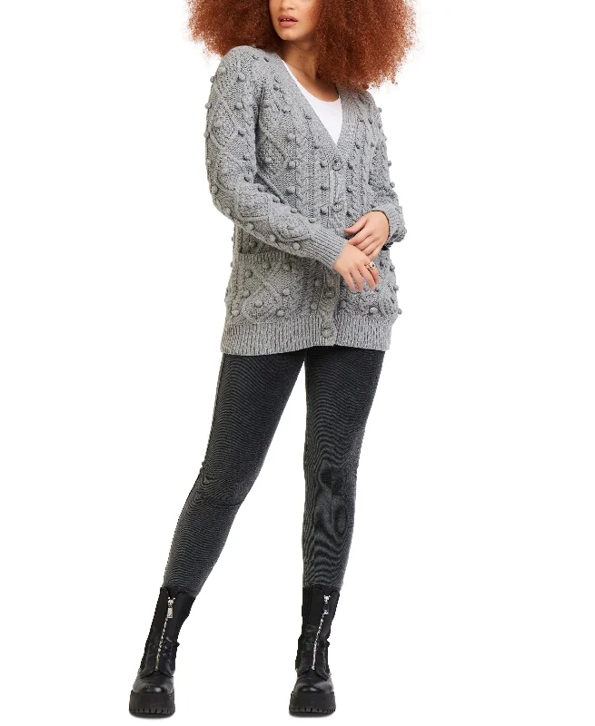 Black Tape Cable Knit Cardigan Glossy Satin Silk
