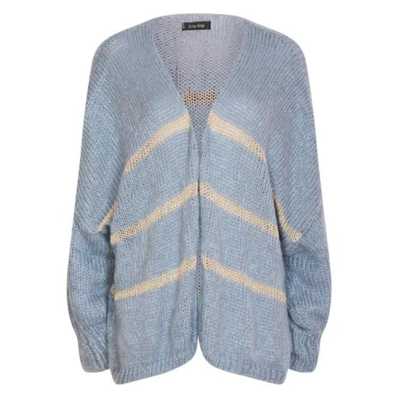 *NEW* Blue/Silver Stripe Cardigan Terry Terry Cloth Terry Knit