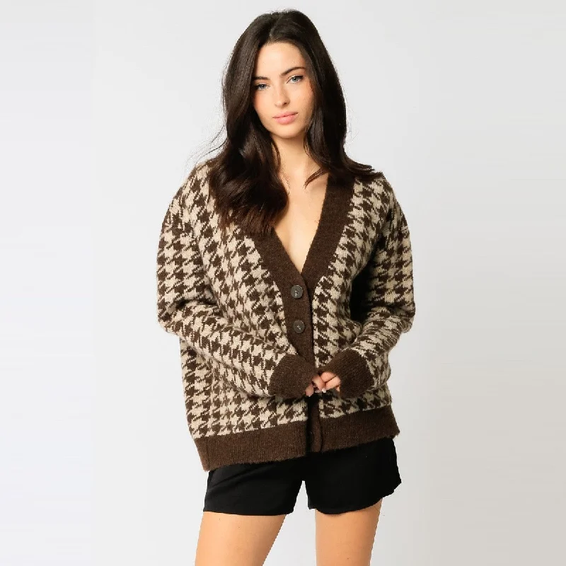 Cardigan (Natural Brown) Crew Neck V-Neck Turtle Neck