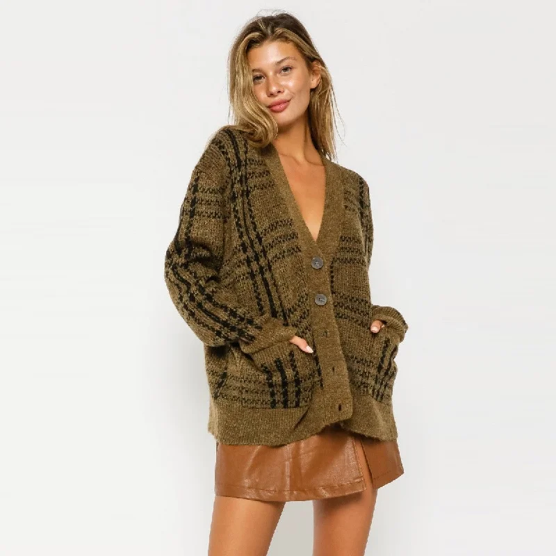 Cardigan (Olive Black) Cardigan Knitwear Sweater