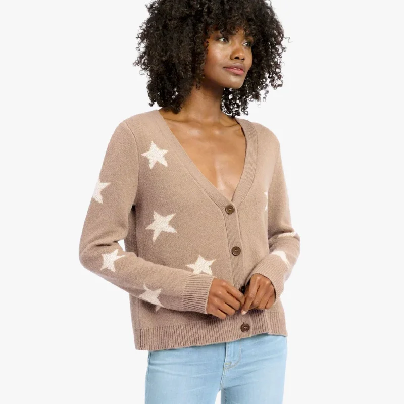 Celestine Cardigan (Chestnut) Mesh Blend Leather Blend Suede Blend