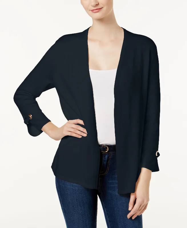 Charter Club Embellished Cardigan Houndstooth Herringbone Solid