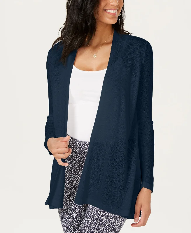 Charter Club Geo Stitch Open Front Cardigan Soft Cozy Warm