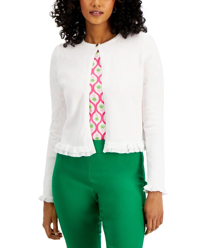 Charter Club Ruffle Hem Cardigan Cable Knit Ribbed Knit Lace Knit