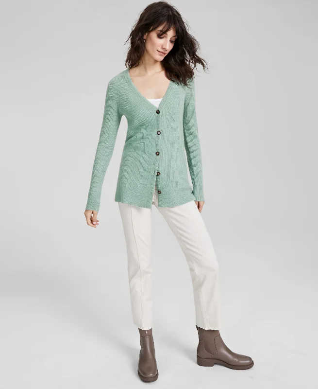 Charter Club Womens 100 Cashmere Ribbed Cardigan Machine Wash Dry Clean Hand Wash