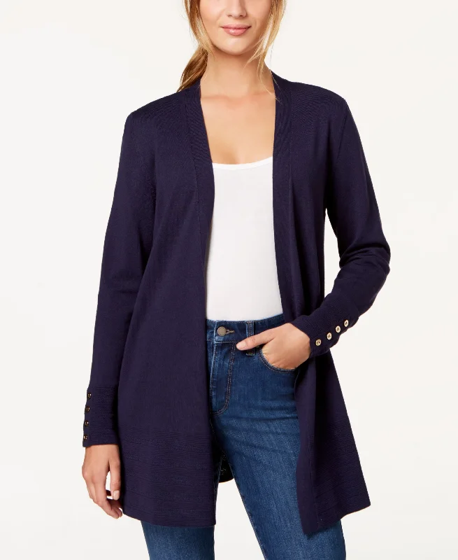 Charter Club Womens Open Front Cardigan Wool Fabric Cashmere Fabric Tweed Fabric
