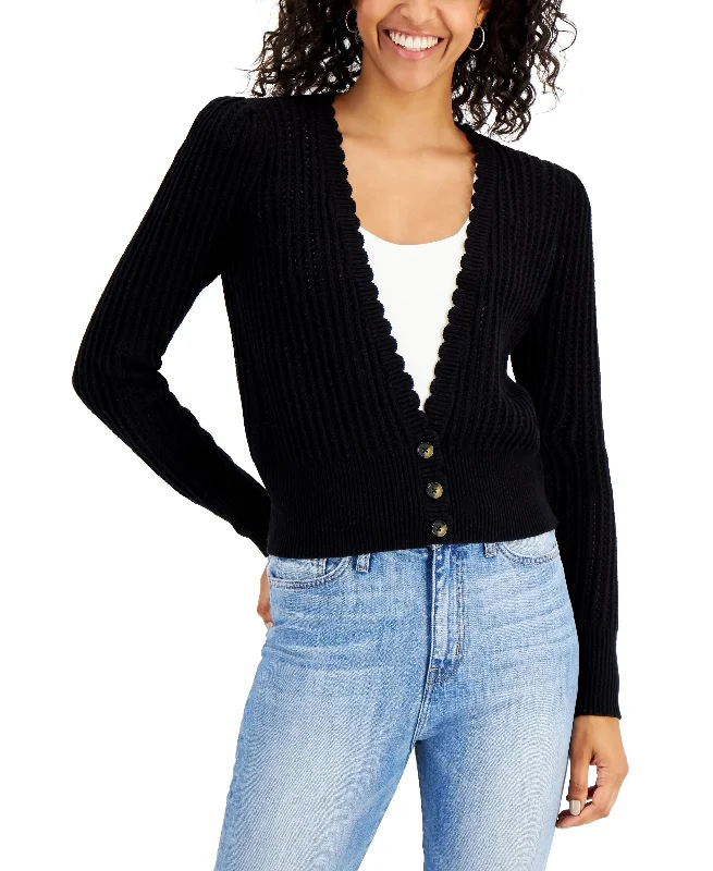 Charter Club Womens Open Knit Cardigan Sweater Neon metallic Matte