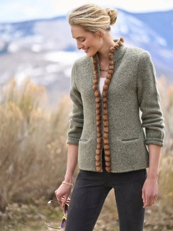 Cosima Mink Soft Wool Cardigan Neon metallic Matte