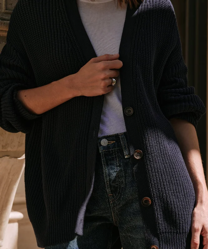 Cotton Cocoon Cardigan Zippered Buttoned Snapped