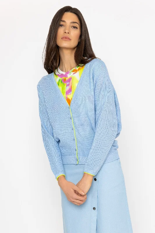 Cratt Cardigan in Blue Open Front Closed Front Wrap Front