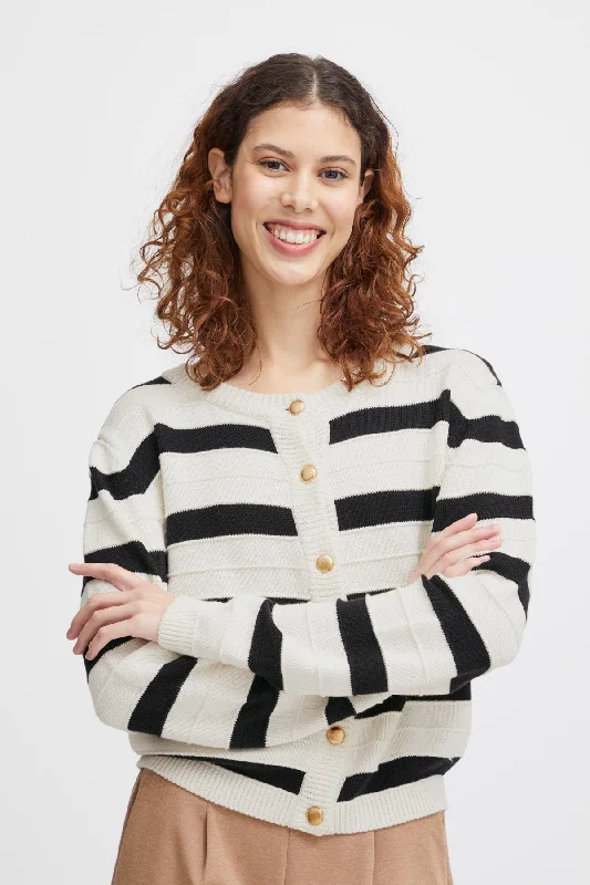 Cream Striped Cardigan Transparent Opaque Sheer