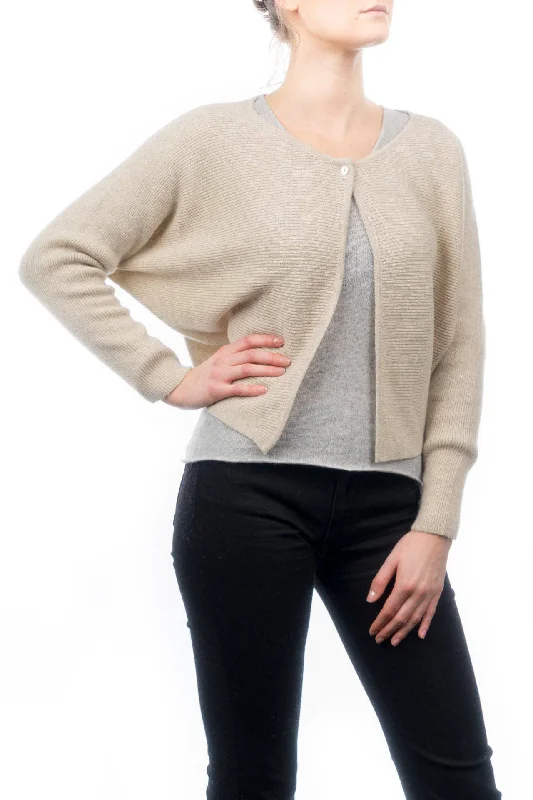 Cropped Cardigan 100% Cashmere Zippered Buttoned Snapped