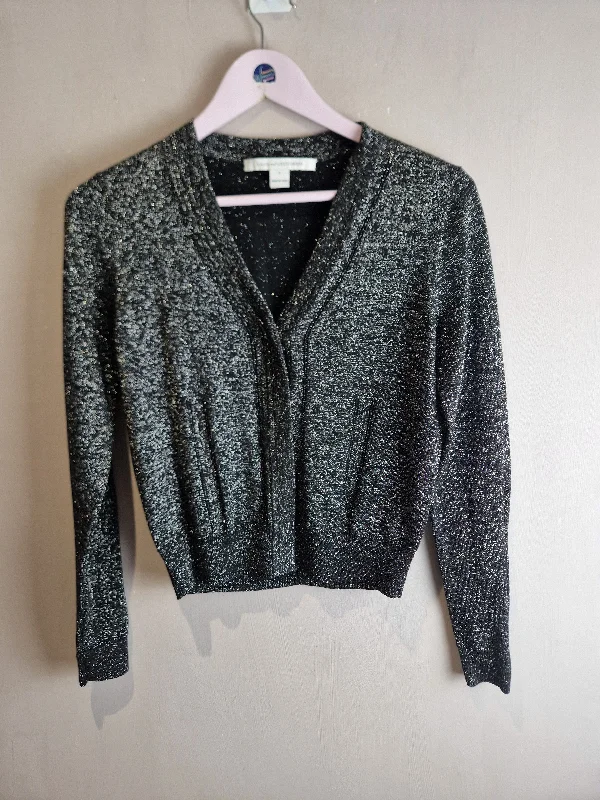 Diane Von Furstenberg black sparkly merino wool cardigan - small Fitted Slim Tailored Diane Von Furstenberg black sparkly merino wool cardigan - small Fitted Slim Tailored