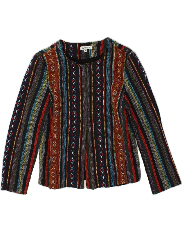 DW-SHOP Womens Cardigan Sweater IT 42 Medium Multicoloured Fair Isle Aztec Fitted Slim Tailored DW-SHOP Womens Cardigan Sweater IT 42 Medium Multicoloured Fair Isle Aztec Fitted Slim Tailored