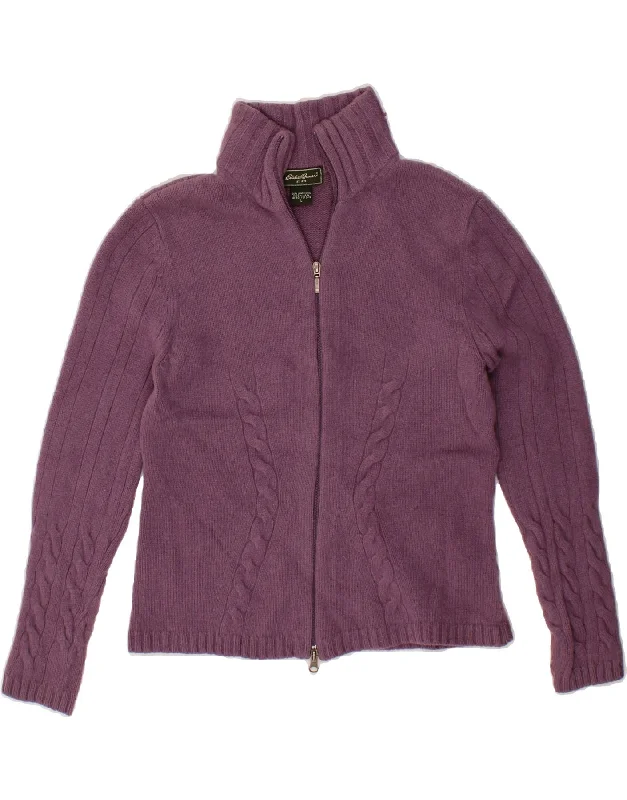 EDDIE BAUER Womens Cardigan Sweater UK 14 Large Purple Lambswool Transparent Opaque Sheer EDDIE BAUER Womens Cardigan Sweater UK 14 Large Purple Lambswool Transparent Opaque Sheer
