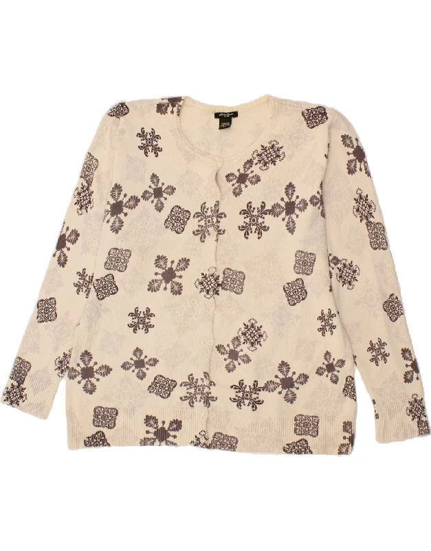 EDDIE BAUER Womens Cardigan Sweater UK 20 2XL Beige Fair Isle Cotton Oversized Loose Flowy EDDIE BAUER Womens Cardigan Sweater UK 20 2XL Beige Fair Isle Cotton Oversized Loose Flowy