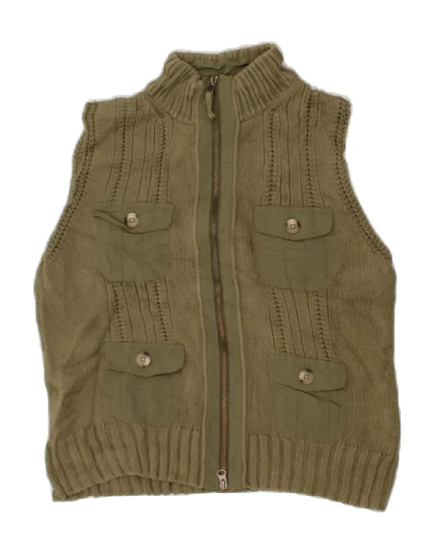 EDDIE BAUER Womens Crop Sleeveless Cardigan Sweater UK 16 Large Khaki Wool Cardigan Cotton Cardigan Cashmere Cardigan EDDIE BAUER Womens Crop Sleeveless Cardigan Sweater UK 16 Large Khaki Wool Cardigan Cotton Cardigan Cashmere Cardigan