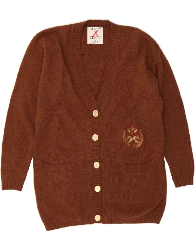 ICEBERG Womens Cardigan Sweater IT 42 Medium Brown Wool Hooded Caped Shawl Collar