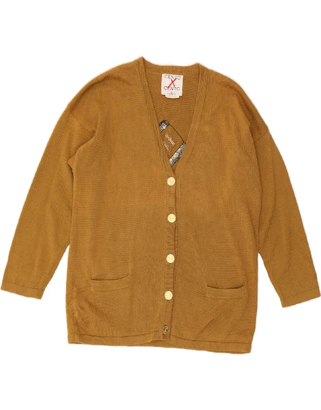ICEBERG Womens Graphic Cardigan Sweater IT 42 Medium Brown Cotton Collared Crew Neck Turtle Neck ICEBERG Womens Graphic Cardigan Sweater IT 42 Medium Brown Cotton Collared Crew Neck Turtle Neck