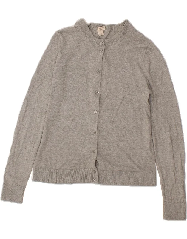 J. CREW Womens Cardigan Sweater UK 10 Small Grey Cotton Spandex Rayon Corduroy