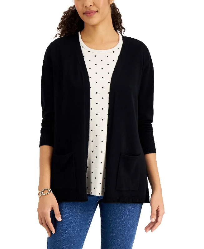Karen Scott Open Front Cardigan Layered Multi-layer Single Layer