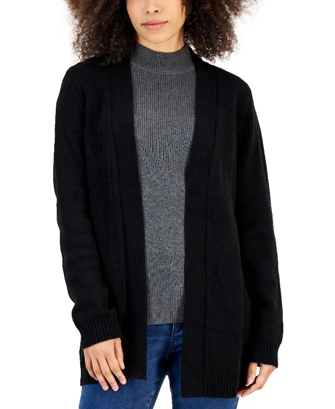 Karen Scott Womens Open Front Cardigan Neon metallic Matte