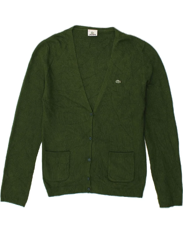 LACOSTE Womens Cardigan Sweater Size 42 Large Green Viscose Slim Fit Regular Fit Oversized